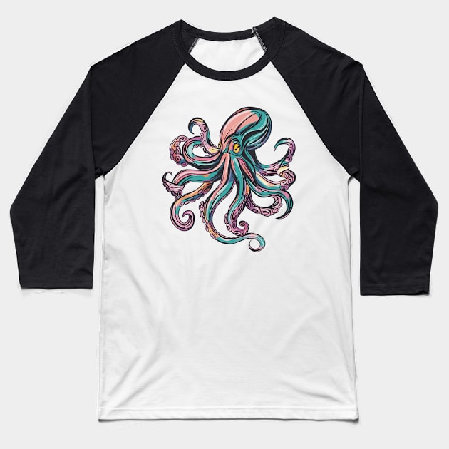 Colorful Octopus Baseball T-Shirt by EzekRenne